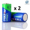 Lot de 2 piles lithium 3 volts CR123A Pkcell