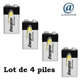 Lot de 4 piles alcaline 9 volts / 6LR61 Energizer Industrial