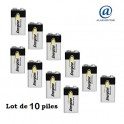 Lot de 10 piles alcaline 9 volts / 6LR61 Energizer Industrial